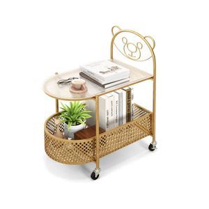 Tavolino da Caffè in Vetro a 2 Ripiani con Motivo Orso, Arredamento Minimalista per Soggiorno - Product Image 4