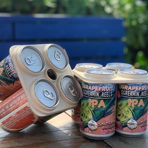 Support d'emballage en pâte de papier écologique de luxe pour 4 canettes de bière, idéal pour les marques de boissons haut de gamme, fabriqué à partir de fibres végétales - Product Image 2
