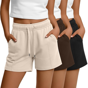 Customize 3 Pack Women's Bermuda <b>Shorts</b> with Pockets Drawstring High Waist Casual Workout <b>Lounge</b> <b>Shorts</b> Solid Color <b>Short</b> - Product Image 6