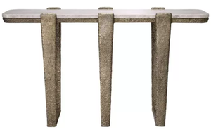 Modern Metal <b>Console</b> <b>Table</b> Glass Top Powder Coated Metal Legs Home Office Living Room Custom Size Available Easy Clean - Product Image 4