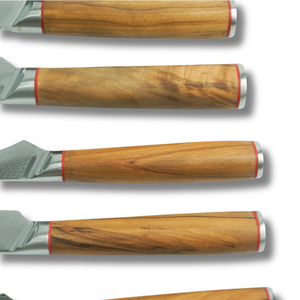 หนังสติ๊กเหล็กดามัสกัสตีขึ้นรูปด้วยมือ พรีเมียม OEM DIY ด้ามไม้คม ตรง - Product Image 2