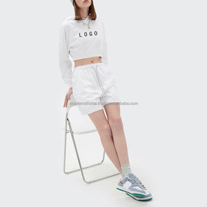 Sweat-shirt à capuche pour femme, haut court avec Logo imprimé - Product Image 3