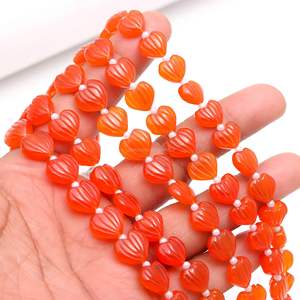 Cuentas de Cornalina Natural Talladas en Forma de Corazón de 10-11 mm, Cuentas de Piedras Preciosas Talladas a Mano para Joyería, Cuentas de Cornalina Natural de 8 Pulgadas - Product Image 5