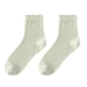 Solid Cotton Mesh <b>Crew</b> <b>Socks</b> Girls Breathable Ruffled <b>Socks</b> for <b>Women</b> - Product Image 3