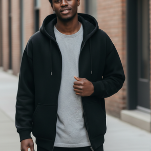 Sweat-shirts à capuche personnalisés pour hommes, en molleton épais, broderie 3D, en tissu éponge français, surdimensionnés, 100% coton, écologiques, streetwear d'hiver - Product Image 3