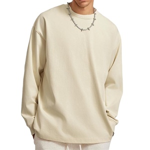 T-shirt surdimensionné à manches longues 300 GSM Heavyweight O-Neck Boxy Vente en gros Hommes 100% coton sérigraphié Logo avant - Product Image 6