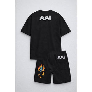 Ensemble T-shirt et short en coton surdimensionné pour homme, vente en gros, streetwear décontracté d'été, fabricant OEM ODM - Product Image 3