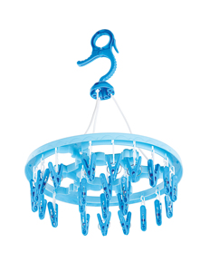 Séchoir à linge rond à 24 pinces avec 16 pinces roses, cintre en plastique de type crochet pour buanderie, design multifonctionnel et durable - Product Image 2
