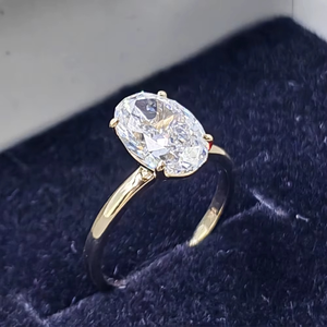 <b>925</b> Sterling <b>Silver</b> 18K Solid Gold Oval Cut Four Claw Setting Moissanite <b>Rings</b> Women's Wedding Jewelry For Anniversary Gift - Product Image 2