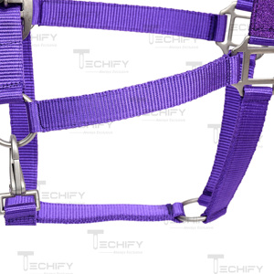 Premium Purple Nylon Horse <b>Halter</b> Adjustable Heavy Duty Equestrian Headcollar with Metal Buckles - Product Image 3