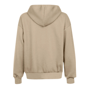 Sweat-shirt à capuche zippé oversize pour femme, coupe ample et décontractée, couleur unie, 100% coton tricoté, manteau d'hiver pour adolescente - Product Image 3