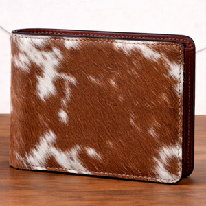 Portefeuille homme en cuir véritable repoussé, fait main, style western, en cuir à poils, bifold, avec motif œil porte-bonheur, vintage, style cowboy - Product Image 5