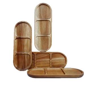 Plateau de service pliable en bois d'acacia pour le petit-déjeuner, le café et les collations, avec pieds de support robustes - Product Image 1