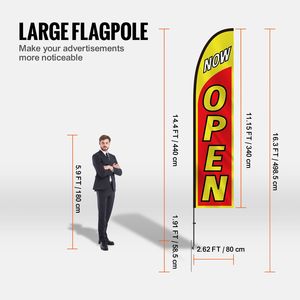 Kit de Mástil para Banderas Publicitarias de Bienvenida con Diseño Político Abierto para Negocios en Exteriores, 3 Banderas de Pluma - Product Image 3