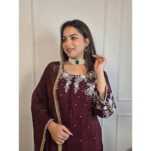 Magnifique ensemble indien et pakistanais haut-bas et dupatta pour les occasions spéciales - Product Image 4