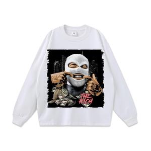 Camiseta negra de manga corta con cuello redondo para hombre, camiseta con estampado de personaje enmascarado y gráfico de dinero, estilo urbano - Product Image 5