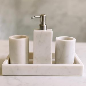 Juego de Baño de Resina Transparente con Diseño en Espiral, 4 Piezas, Dispensador de Jabón, Portacepillos de Dientes, Bandeja para Artículos de Baño, a Precio Accesible - Product Image 5