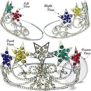 Couronne maçonnique OES cinq étoiles argentée – Ajustement réglable, décorée de strass, disponible avec étui pour couronne - Product Image 4