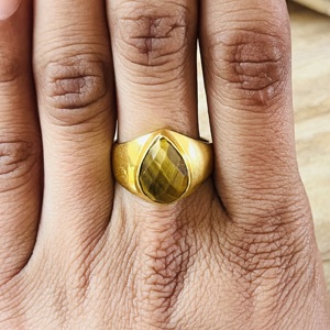 2026 Modern Style Men's Tiger Eye Bold <b>Ring</b> 18k Gold Plated Brass Vintage <b>Ring</b> <b>Statement</b> Wholesale Latest Hot Selling <b>Ring</b> - Product Image 6