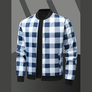 Chaqueta Varsity Informal de Invierno para Hombre, Estilo Urbano, Cuello Alto, Lona, Holgada, con Logotipo Frontal, de Alta Calidad - Product Image 1