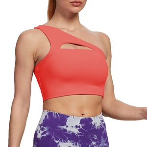 Plus Size <b>One</b> Shoulder Mesh Fitness Gym Wear Sports Bra <b>Top</b> Sports Yoga Bra Women Workout Sports Bra - Product Image 3