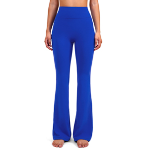 Crossover Flare <b>Leggings</b> Women High Waisted Yoga Pants Plain Front <b>Flared</b> Tights Bootcut Workout Weight Lifting Gym Wear - Product Image 3