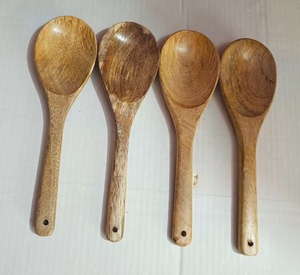 Cuillère en bois sculptée de qualité supérieure, style nautique Noorbaba, motif floral, matériau organique, 8 pouces (20 cm), utilisation en restaurant - Product Image 2