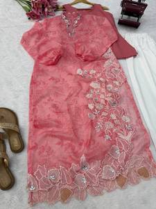 Pink Floral Printed Abaya Dress Women Muslim Long Sleeve Embroidered Jalabiya Set for Middle East Occasions - Product Image 2