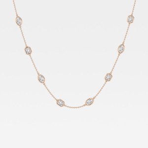 Collar con Diamantes Cultivados en Laboratorio, Corte Marquise y Esmeralda, 2 7/8 CTW, Joyería de Moda para Mujer, Cadena Elegante y Brillante - Product Image 3