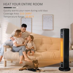 Calentador Eléctrico Portátil 2 en 1 de 1800W, Calentador Oscilante con Temporizador de 8H, Control Remoto y Tres Modos de Calefacción para Interiores - Product Image 4