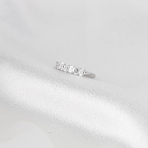 1.45 Carat Emerald Cut Lab Grown Diamond Half Eternity Band in 14K Gold Minimalist <b>Stacking</b> <b>Ring</b> Anniversary Wedding - Product Image 4
