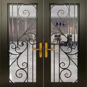 Portes d'entrée en fer forgé pour la maison, porte d'entrée en acier et verre sur mesure, design extérieur moderne et décoratif pour villa résidentielle - Product Image 4