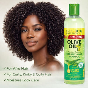 Champú Cremoso de Aloe Vera Orgánico al por Mayor para Limpieza Profunda con Fórmula de Restauración de Humedad con Aceite de Oliva para Cabello Negro con Textura Rizada - Product Image 4