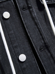 <b>Men's</b> Black Denim <b>Jacket</b> Hood Regular Fit Button <b>Fly</b> Casual Style Solid Pattern Breathable Eco-Friendly Polyester Cotton Fabric - Product Image 5