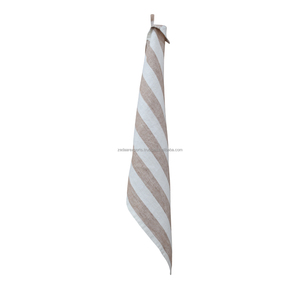Serviette de cuisine en lin naturel rayé, conçue pour le séchage et le nettoyage de la vaisselle, offrant une texture douce, un tissage solide et réutilisable - Product Image 5