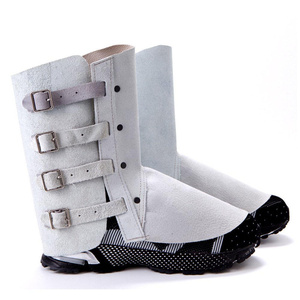 Guêtres en cuir de vachette pleine fleur de qualité supérieure, résistantes à la chaleur et aux étincelles, pour pompiers, ouvriers du bâtiment et soudeurs, équipement de sécurité pour les pieds - Product Image 6