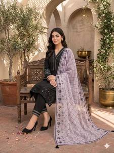 Traje Palazzo Romano Bordado de Calidad de Exportación con Forro y Dupatta de Organza - Product Image 3