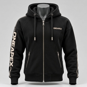 Sweat-shirt à capuche oversize noir zippé pour femme, logo personnalisé, molleton de coton premium, vente en gros, fabricant de streetwear - Product Image 1