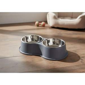 Mangeoire surélevée de luxe de style vintage avec deux bols en acier inoxydable et support en fer orné pour chat et chien - Product Image 2