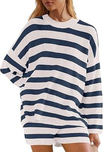 Vêtements en tricot surdimensionnés pour femmes, sweat-shirt et short, ensemble de vêtements pour femmes, ensemble assorti de short et de chemise pour femmes - Product Image 2