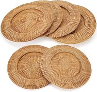 Assiette de présentation bohème en rotin naturel, tressée à la main, dessous de plat rond en osier pour mariage, fête, restaurant, maison, salle à manger, vente en gros