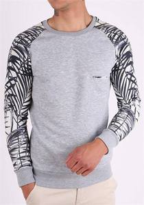 HIFFU SPORTS WEAR <b>Men</b> Long Sleeve Crew Neck T-Shirt Gray Heat-Transfer Printed 100% Cotton Quick Dry Breathable All Seasons Wear - Product Image 2