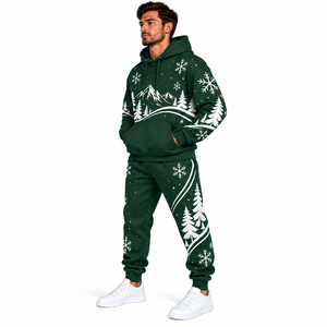 High Quality <b>Men</b> <b>Christmas</b> Tracksuit Graphic Printed Hoodie Sweatpants Set Solid Colour Custom <b>Men's</b> Holiday Jogger <b>Suit</b> - Product Image 5