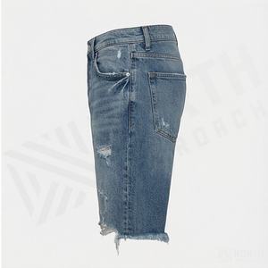 กางเกงยีนส์ขาสั้นทรงหลวมสไตล์สตรีทแวร์สำหรับผู้ชาย ผลิตตามสั่ง ล้างสีแบบแอซิดวอช ทรงโอเวอร์ไซส์ ผ้าเดนิม ใส่สบายๆ - Product Image 3