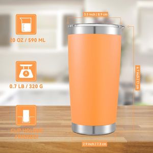 Gobelet isotherme en acier inoxydable de 20 oz à double paroi, avec couvercle, revêtement en poudre, pour boissons chaudes ou froides - Product Image 3