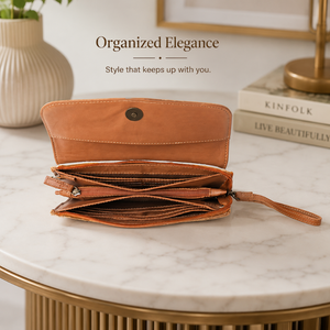 Portefeuille en cuir de vachette véritable fait main Coral Accentua pour femme, porte-cartes RFID en cuir véritable, pochette de voyage style western - Product Image 2