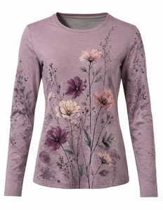 Camiseta de Verano para Mujer, Diseño Moderno, Informal, de Poliéster con Estampado en Lona, Transpirable, Bajo MOQ, Precio de Fábrica - Product Image 1