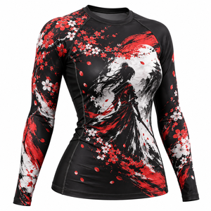 เสื้อรัดกล้ามเนื้อแขนยาวพิมพ์ลายแบบกำหนดเองสำหรับผู้ชาย OEM แบรนด์ส่วนตัว MMA BJJ ชุดกีฬา ผ้ายืดสแปนเด็กซ์/โพลีเอสเตอร์ - Product Image 6