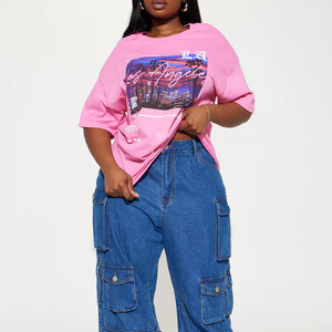 Camisetas Cortas de Estilo Clásico Oversize para Mujer, Transpirables, Estilo Urbano, Venta al por Mayor, Camisetas Casuales Holgadas para Mujer - Product Image 2