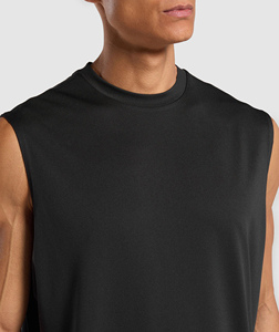 Solid Color Fitness Men Singlet Tank Tops Men's Sleeveless Gym <b>Vest</b> OEM Logo Custom Plain Polyester/Cotton V-neck Breathable - Product Image 4